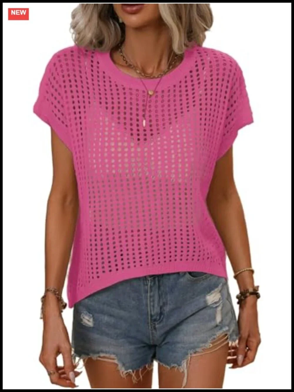 Women's Knit Sweater Vest Tank Top Hollow Out Cap Sleeve Summer Beach Cover Up